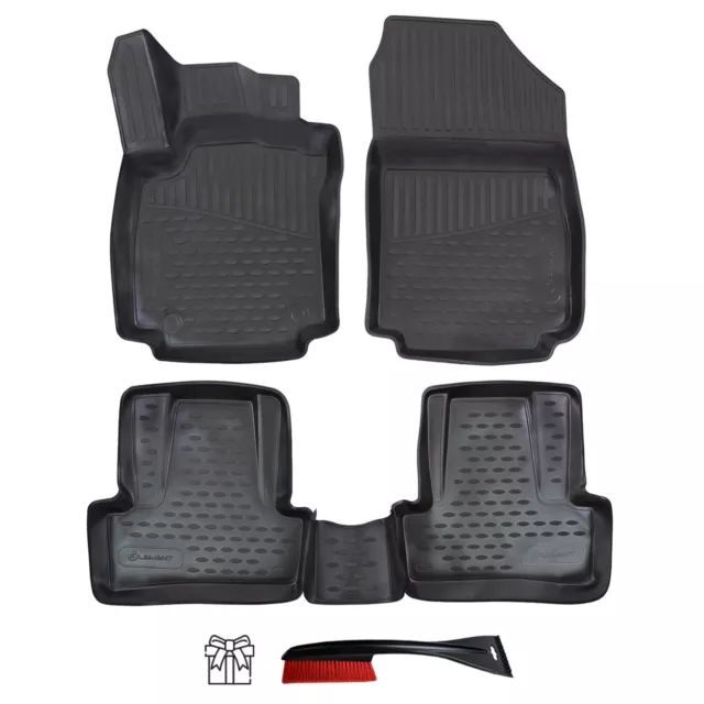 3D Tapis de sol caoutchouc à bords hauts pour RENAULT CLIO mk4 2012-2019 NOIR