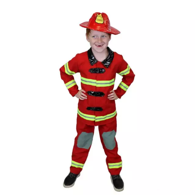 Child Fireman Costume Fire Fighter Chief Sam Rescue Worker Helmet Book week Boys