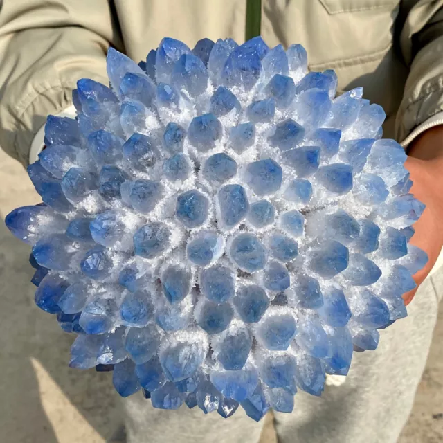 11.2LB New Find BLUE Phantom Quartz Crystal Cluster Mineral Specimen Healing