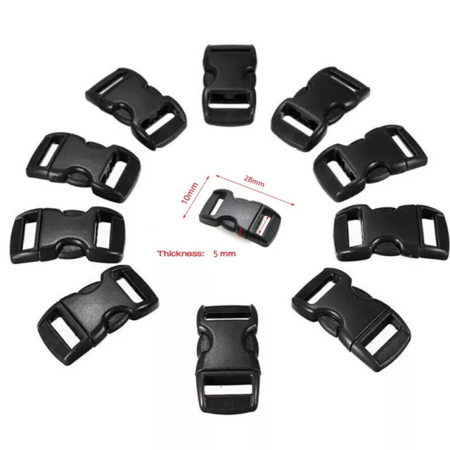 28*10*5mm Plastic Side Quick Release Buckles For Webbing Bag Strap Clips Black