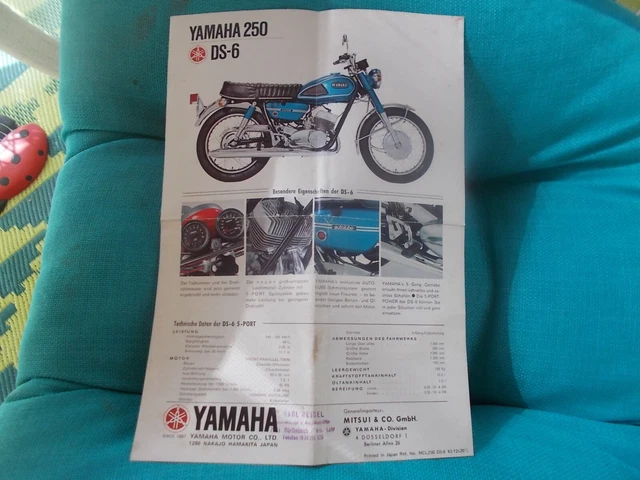 GERMAN Sales brochure Yamaha 250 DS-6 1968
