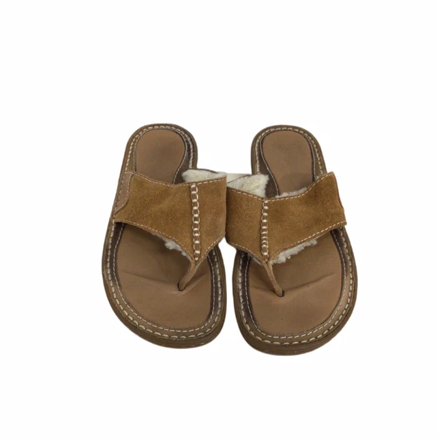 UGG Size 8 Leather & sheepskin Flip Flops EUC FREE SHIPPING