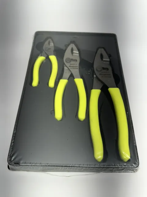 Snap-On 3-Pc Combo Slip Joint Pliers Set High Vis Yellow PL403A FACTORY SEALED