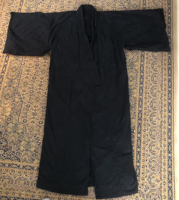 Japanese Yukata Kimono Sash Belt Robe Black Men 58” L Cotton Made in Japan