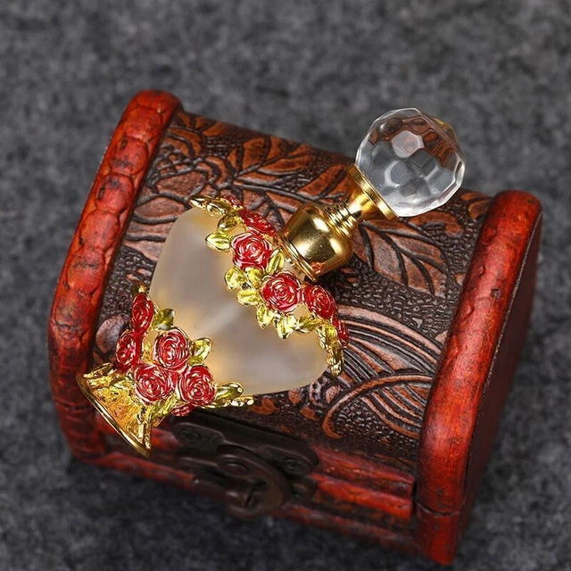 Ladies Vintage Perfume Glass Bottle Refillable Crystal Antique Metal Empty Gifts
