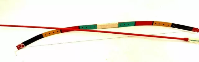 Vintage Native American Hopi carved wooden ceremonial bow& Arrow 25"