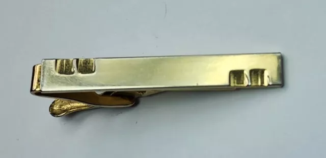 Vintage Tie Bar Clip Clasp Stay Gold Tone MCM Mid Century