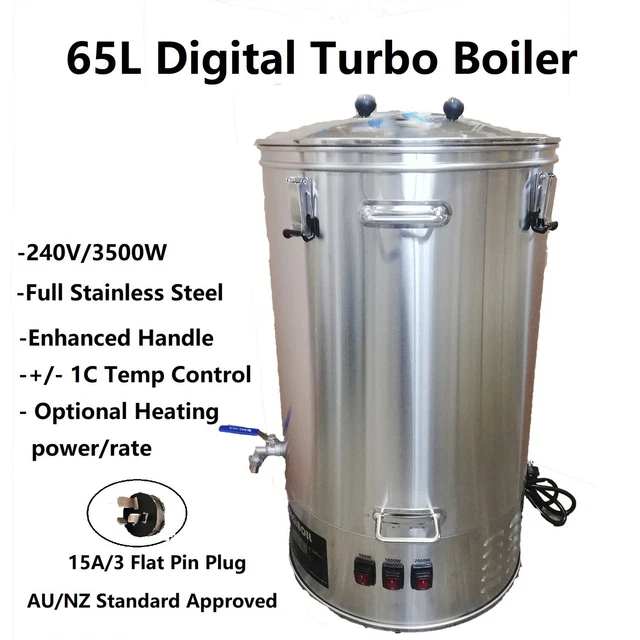 thumbnail image 2 of Still Spirits 35L Stainless Steel Turbo Boiler – 240V/2300W, With SS Tap, 47mm Hole 2 of 5