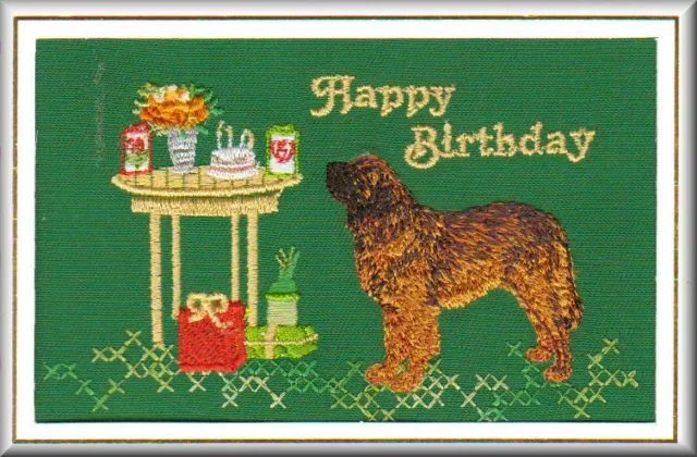 Leonberger  Birthday Card Embroidered by Dogmania - FREE PERSONALISATION