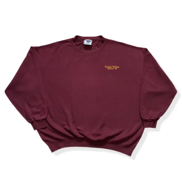 Vintage LEE Sweatshirt Size 2XL Burgundy Heavyweight Embroidered