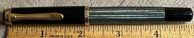 Early Pelikan 400 Fountain Pen in Green Stripes-14k Oblique Fine Nib