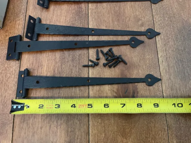 12 PAIR,McKINNEY, Mid Century USA Forged Iron 8 3/4" door Strap hinges,NOS,VTG