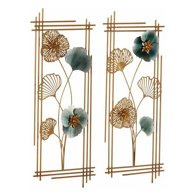 Decoración Colgante Flores 2 Piezas Mural Metal [37 x 3 x 92 cm]