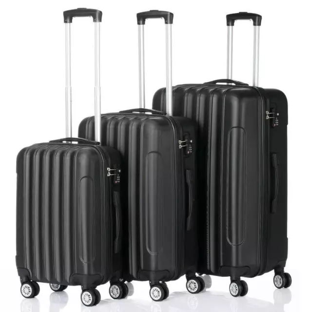 Set of 3 Lightweight Luggage Set ABS Travel Rolling Spinner Hard Shell Suitcases