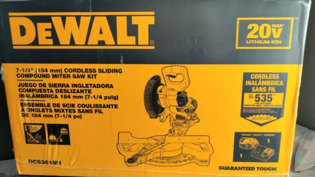 DEWALT 20V MAX Li-Ion 7-1/4 in. Slide Compound Miter Saw Kit DCS361M1 New