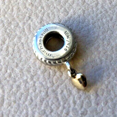 MICHAEL HILL 925 Silver Charm with /10ct Gold Heart Charm Retired