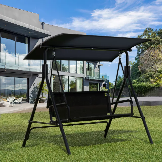 Swing Chair with Canopy 3 Seater Outdoor Hanging Seat Garden Patio Hammock Bench 2