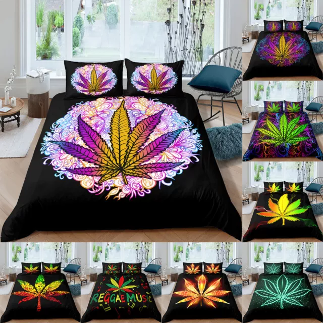 Mandala Weed Leaf Bedding Set Duvet Cover Comfort Queen King Bedroom Home Deco