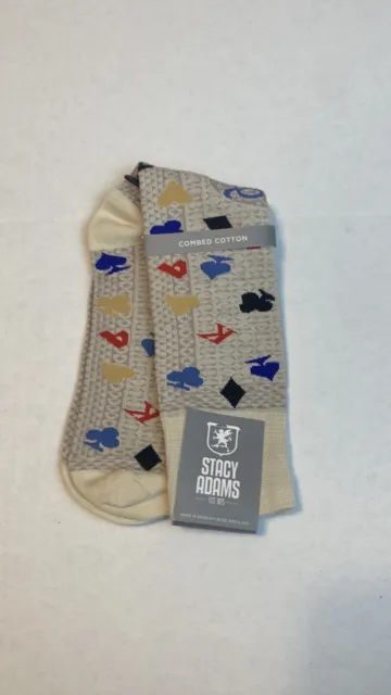 Men's New Stacy Adams Poker Themed Combed Cotton Blend Dress Casual Socks