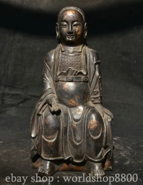 9.2" Old Chinese Copper Buddhism Kwan-yin Guan Yin Goddess Statue Sculpture