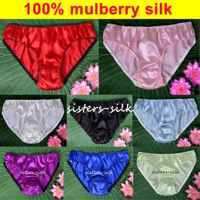 Women's Girl's 16 Momme 100% Silk Briefs Bikinis Undies Knickers Underwear SU111