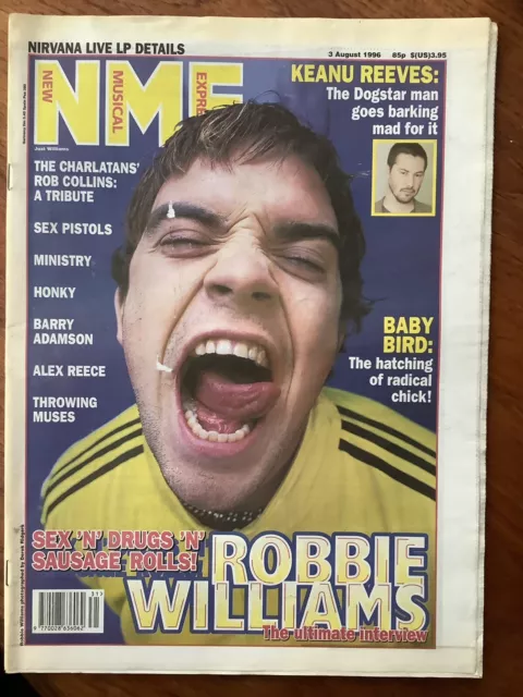 New Musical Express NME 3 Aug 1996 Robbie Williams, Pistols, Keanu Reeves