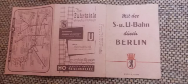 Mit der S-u.U.-Bahn durch Berlin - Taschenplan U-Bahn - DDR MDI um 1960 DEWAG