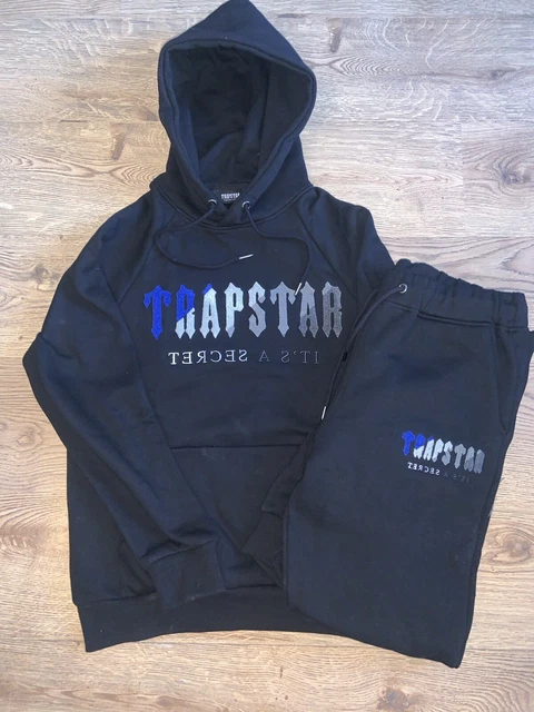 TRAPSTAR CHENILLE DECODED ice Hooded Tracksuit - Black Blue/Grey Small S  £100.00 - PicClick UK