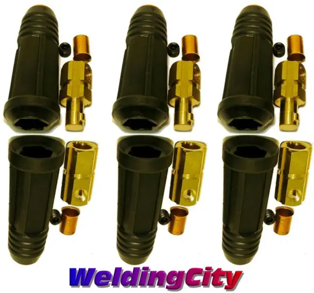 WeldingCity® 3-pk Dinse-type Twist-lock Cable Connector Pair #2-1/0 | US Seller