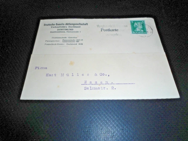 Alte Postkarte Werbung Geschäftspost Deutsche Gasolin AG Dortmund