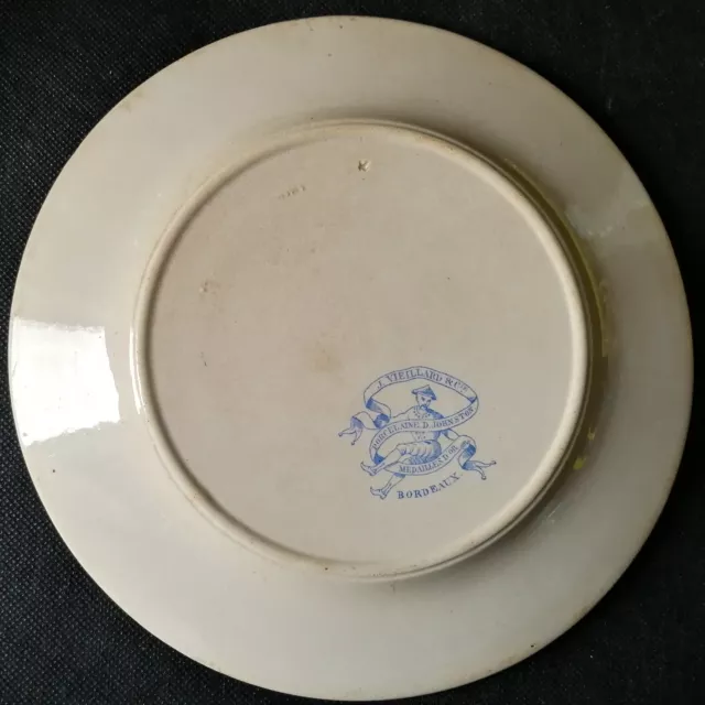 Belle Assiette Parlante En Faience De Bordeaux Jules Vieillard A) 2