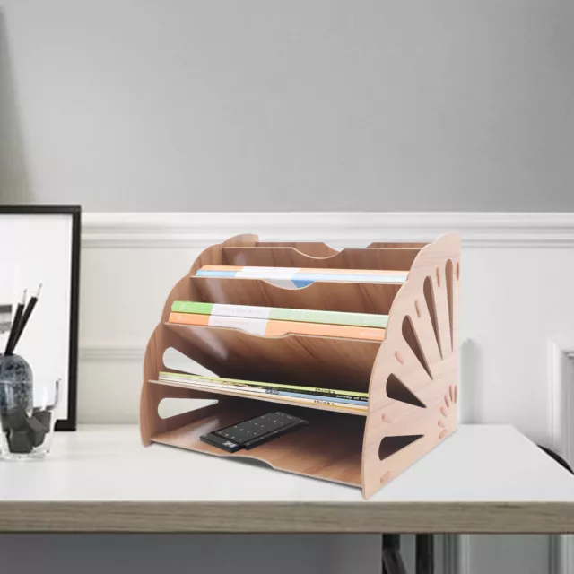 Wood Desk Organizer Work Space Storage Paper File Folder Home Office Shelves US