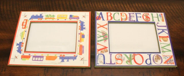 NEW Boys Nursery PICTURE FRAME LOT Alphabet + Train Set Baby Toddler 4x6 3x5