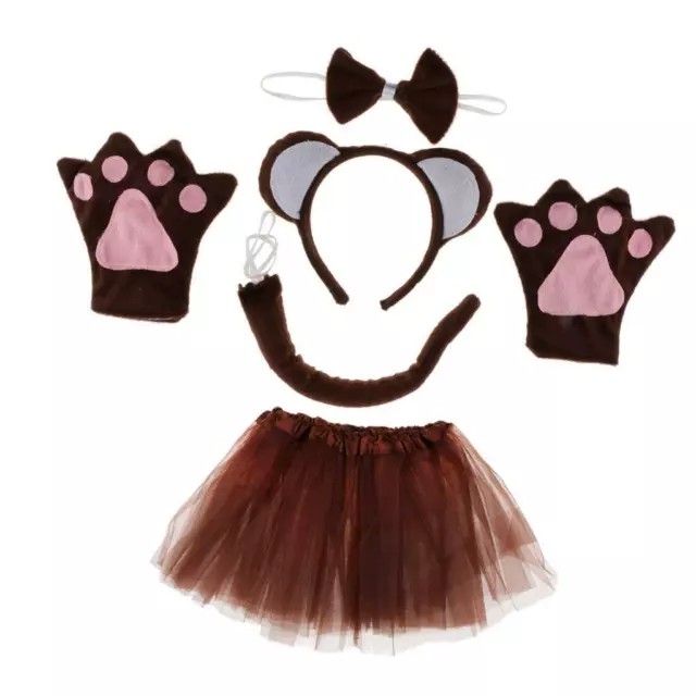 5 pz/set Animale Scimmia Fascia Orecchie Coda Garza Gonna Libro Settimana Fancy