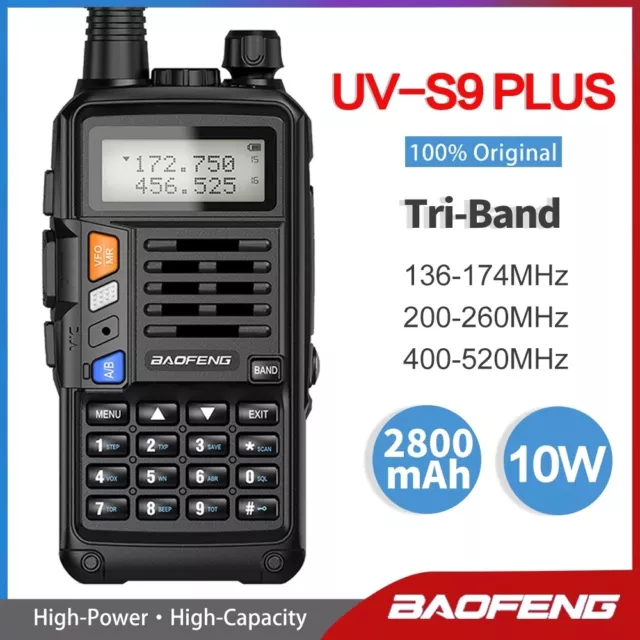 Baofeng 10W Uv-S9 Plus Tri-Band Vhf/Uhf Walkie Talkie Hand Funkgeräte & Headset