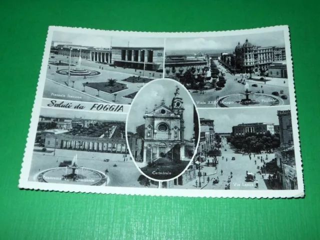 Cartolina Saluti da Foggia - Vedute diverse 1955.