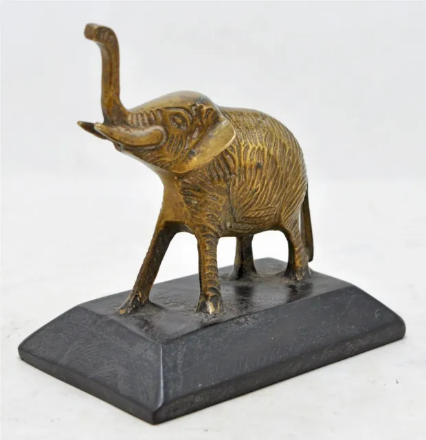 Antique Brass Elephant Figurine Original Old Hand Crafted Engraved