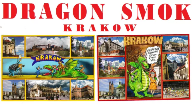 postcard DRAGON POLAND KRAKOW Cracow 🐉😊 Smok Wawelski Hill Humor post card