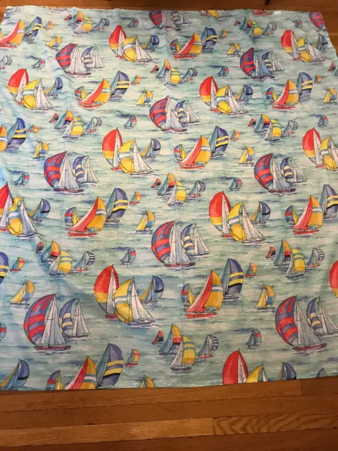 Vtg Classic Products Inc Shower Curtain - Sailboats Nautical Bright Colors EUC