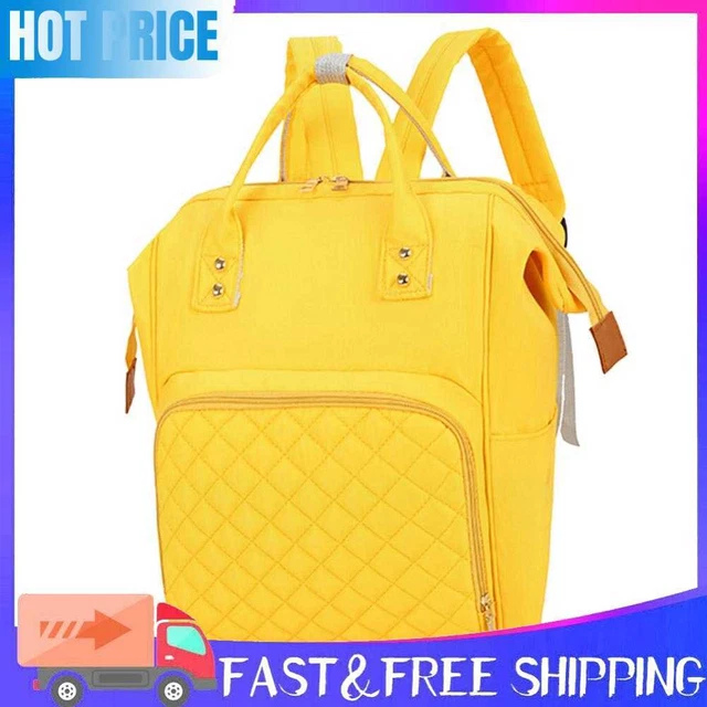 Pure Color Mommy Travel Backpacks Nylon Large Maternity Nappy Bags (Yellow)