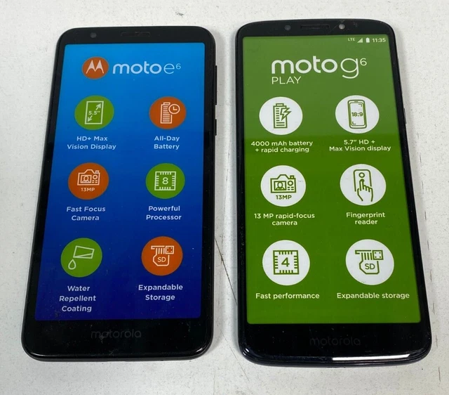 LOT OF 2 NOT WORKING DISPLAY DUMMY CELL PHONES Motorola Moto e6 Moto