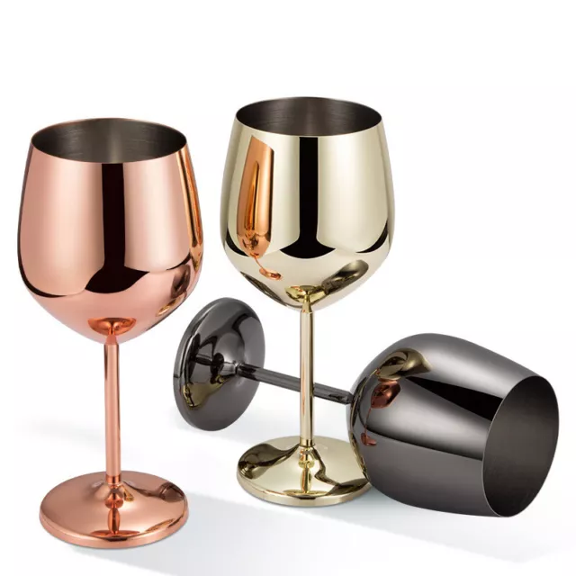 304 Stainless Steel Wine Goblet Champagne Glasses Drinking Cups 520ml