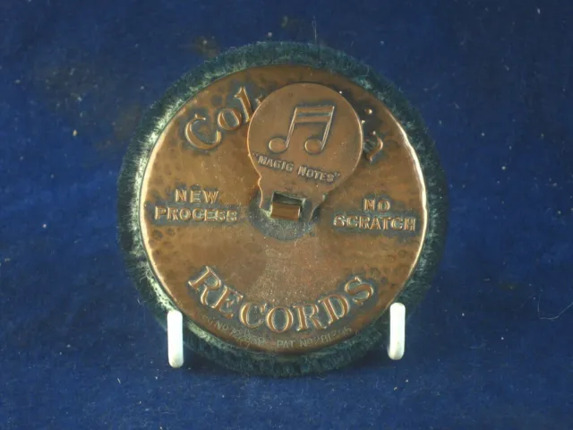 37163 Antiguo Antiguo Gramófono de Lata Caja Estuche Limpiador de Discos Almohadilla Columbia