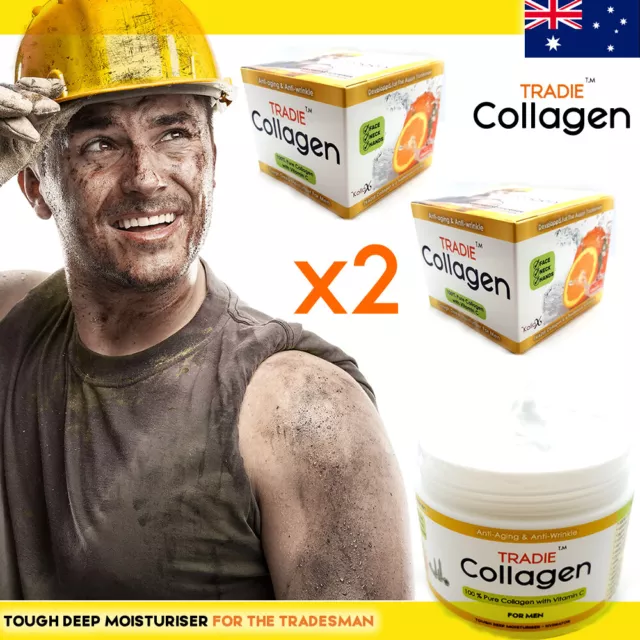 Gift Ideas for Men x2 TRADIE Collagen Pure Cream Anti-Wrinkle Ageing Moisturiser