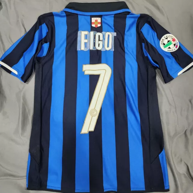 2008 Nike Inter Milan Home Soccer Jersey Luis Figo Kids XL Calcio DAMAGED