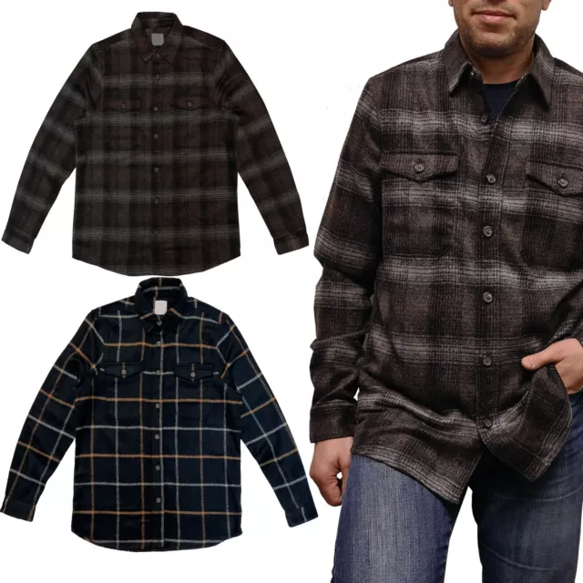 Ex Brand Mens Fleece Shirt Long Sleeve Lumberjack Heavy Brush Winter Over Shirts