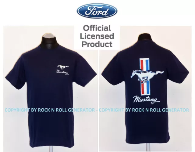 FORD MUSTANG T-SHIRT - Classic - Licensed Product M L XL XXL GT Shelby blau navy