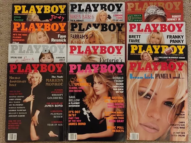 1997 Playboy Magazine Full Year - 12 Issues With Centerfolds; PAM ANDERSON!