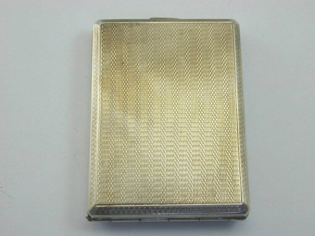 1930 Sterling Silver Card Case 43.3g 63.1mm by 45.5mm Art Deco Engine Turned