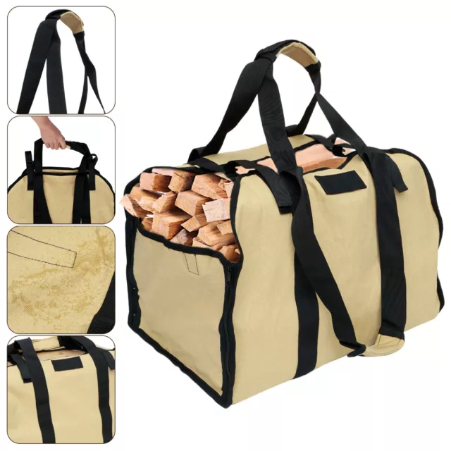 Log Carrier Bag Large Canvas Firewood Tote Bag Firewood Holder Bag with Strapぃ